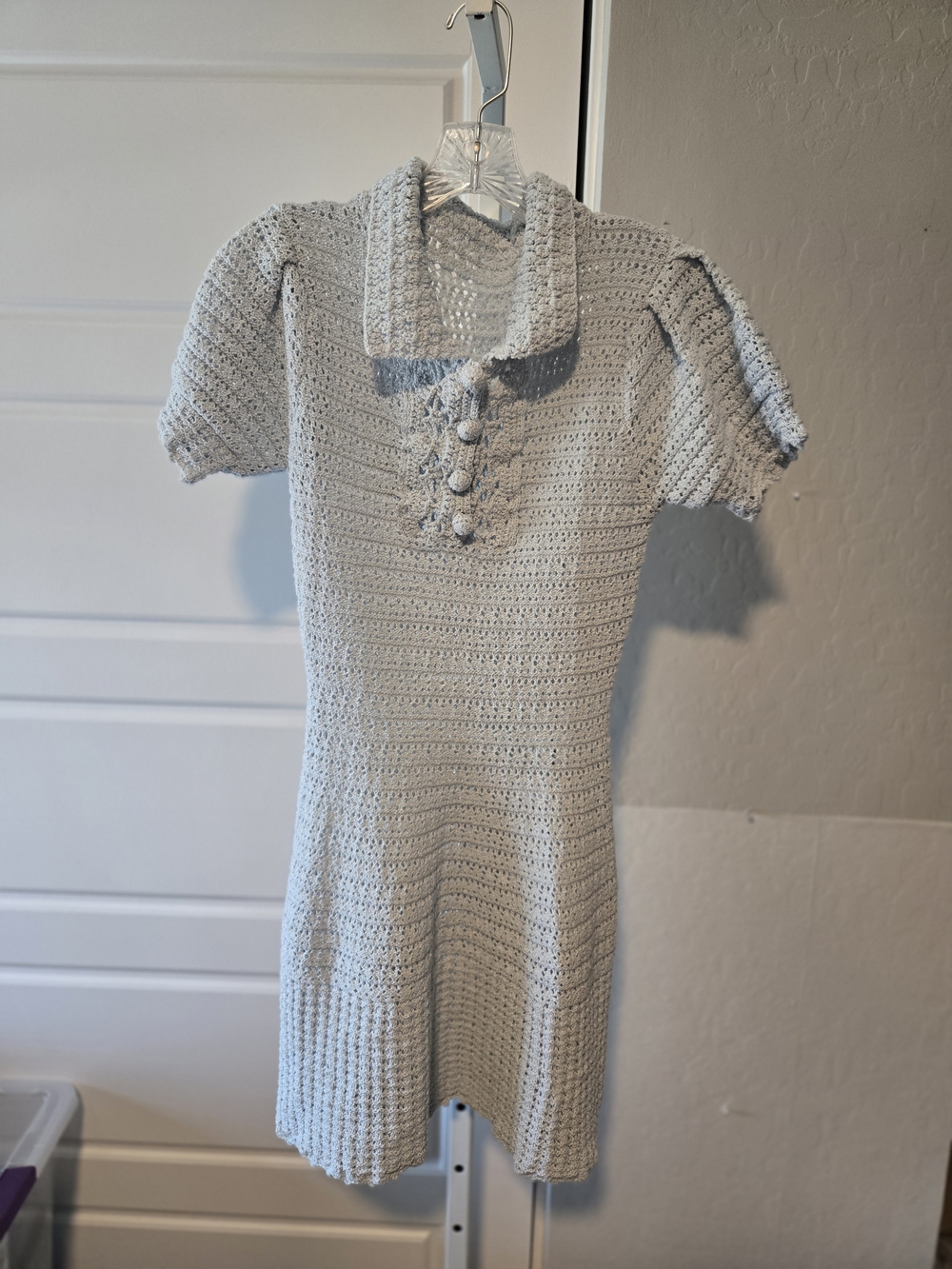 Light Blue Crochet Dress - Picture 2 of 7